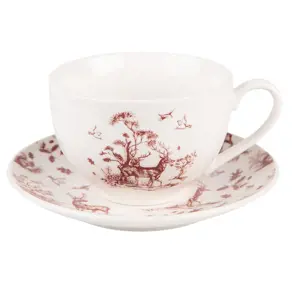 Produkt Porcelánový šálek s podšálkem Pretty Forest - 12*9*6 cm / Ø 14*2 cm / 200 ml Clayre & Eef