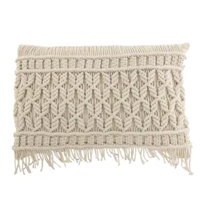 Produkt Přírodně bílý polštář s drhaným vzorem Macramé Cosy - 60*15*40 cm J-Line by Jolipa