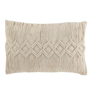 Produkt Přírodně bílý polštář s drhaným vzorem Macramé Linea - 74*16*36 cm J-Line by Jolipa