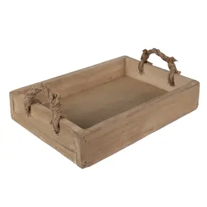 Produkt Přírodně hnědý dekorativní dřevěný tác s uchy - 37*25*7 cm Clayre & Eef