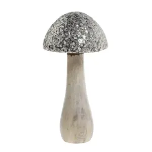 Přírodní dřevěná dekorace houba se třpytkami Mushroom - Ø 12*25 cm Chic Antique