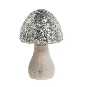 Přírodní dřevěná dekorace houba se třpytkami Mushroom - Ø 8*15 cm Chic Antique