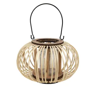 Produkt Přírodní dřevěná lucerna Bamboo - Ø25*15 cm Clayre & Eef