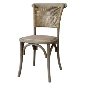 Produkt Přírodní dřevěná židle s ratanovým výpletem Old French chair - 45*40*88 cm  Chic Antique