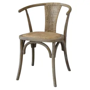 Přírodní dřevěná židle s výpletem a opěrkami Old French chair - 50*45*79 cm  Chic Antique