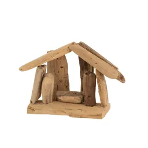 Přírodní dřevěný Betlém s postavičkami Nativity wood - 15*13*12 cm J-Line by Jolipa