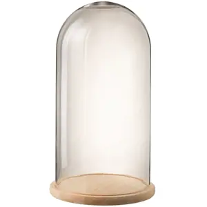 Produkt Přírodní dřevěný podnos se skleněným poklopem Bell Jar - Ø 33*60 cm J-Line by Jolipa