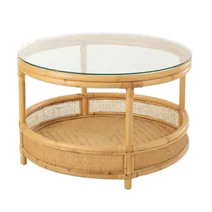 Přírodní ratanový coffee stolek Jovelyne Rattan - Ø 70*47cm J-Line by Jolipa