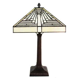 Produkt Pyramidová stolní lampa Tiffany Ova - 31*31*48 cm E27/max 1*60W Clayre & Eef