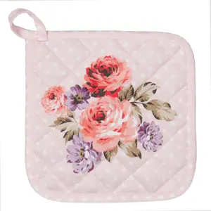 Produkt Růžová bavlněná chňapka - podložka s růžemi Dotty Rose - 20*20 cm Clayre & Eef