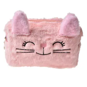 Produkt Růžová dámská toaletní taška kočička Meow - 18*8*10 cm Clayre & Eef