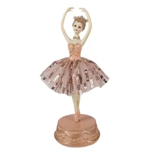 Produkt Růžová dekorativní hrací skříňka Ballerina - Ø 11*29 cm Clayre & Eef