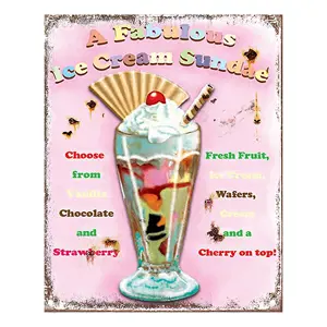 Produkt Růžová nástěnná kovová cedule Ice Cream - 20*1*25 cm Clayre & Eef