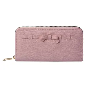 Růžová peněženka s mašličkou - 19*10 cm Clayre & Eef