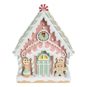 Růžová perníková chaloupka Gingerbread House - 20*16*25 cm Clayre & Eef