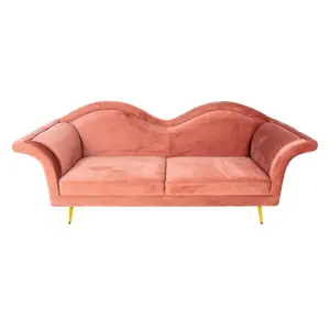 Růžová sametová sofa Evalynn - 215*73*85 cm Clayre & Eef