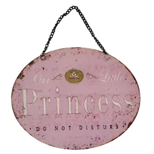 Produkt Růžová závěsná kovová cedule s řetízkem Princess - 25*20 cm Ostatní