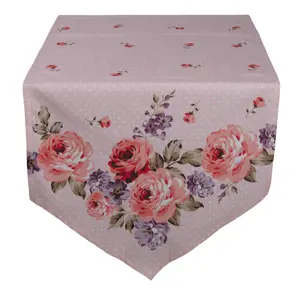 Produkt Růžový bavlněný běhoun na stůl s růžemi Dotty Rose - 50*160 cm Clayre & Eef