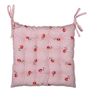 Produkt Růžový bavlněný podsedák s výplní s růžemi Dotty Rose  - 40*40*4 cm Clayre & Eef