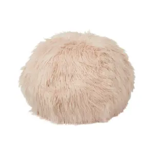 Růžový chlupatý pouf  Yetty - Ø 55*55 cm J-Line by Jolipa