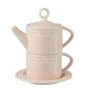 Produkt Růžový keramický Tea for One Hella Pastel Pink - 18*16*22 cm J-Line by Jolipa