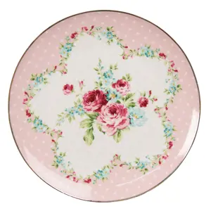 Produkt Růžový porcelánový dezetní talířek Laverne - Ø 20*2 cm Clayre & Eef