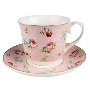 Produkt Růžový porcelánový šálek s podšálkem Laverne - Ø 15*8 / 250 ml Clayre & Eef