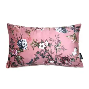 Růžový sametový polštář s květy Luisa roze- 30*50cm Collectione