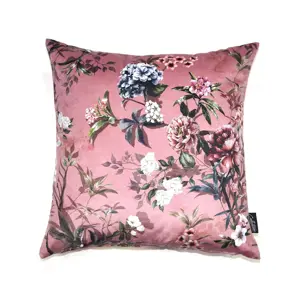 Produkt Růžový sametový polštář s květy Luisa roze- 45*45cm Collectione