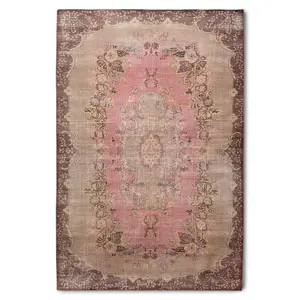 Růžový vlněný koberec s květinovým vzorem Floral pink - 200*300 cm HKLIVING