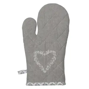 Produkt Šedá bavlněná chňapka - rukavice se srdíčkem Lovely Heart - 16*30 cm Clayre & Eef