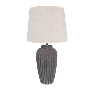 Šedá stolní lampa s keramickou nohou Tioné - Ø24*45 cm E27/max 1*60W Clayre & Eef