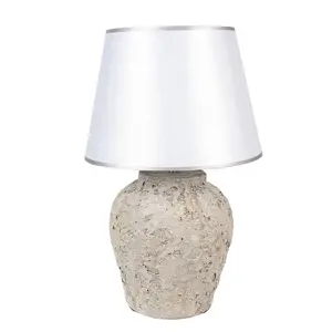 Produkt Šedá terakotová stolní lampa Teracci se stříbrným stínidlem - Ø 35*59cm Clayre & Eef