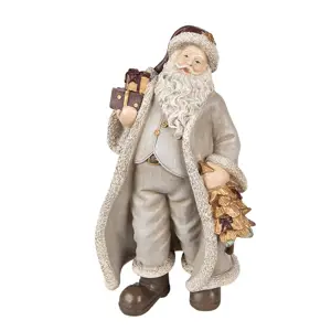 Produkt Šedá vánoční dekorace socha Santa s dárky - 15*12*25 cm Clayre & Eef