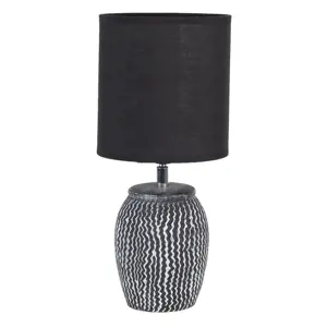 Produkt Šedo černá stolní lampa Mattia s oválným stínidlem - Ø 15*36 cm / E27 Clayre & Eef