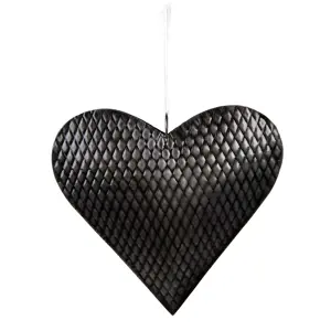 Produkt Šedo-černé antik závěsné kovové srdce - 25*4*25 cm Clayre & Eef