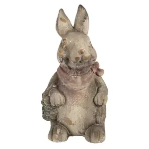 Produkt Šedohnědá dekorativní figurka králík s košíčkem - 22*19*41 cm Clayre & Eef