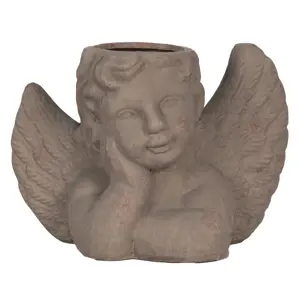 Produkt Šedý antik cementový květináč Anděl - 23*13*17cm Clayre & Eef