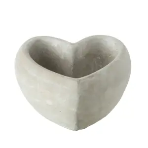 Šedý antik cementový květináč ve tvaru srdce Heart - 16*17*8 cm J-Line by Jolipa