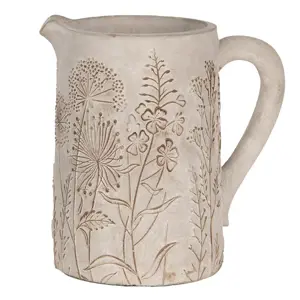 Produkt Šedý cementový džbánek s lučními květy Wildflowers L - 23*16*23 cm Clayre & Eef