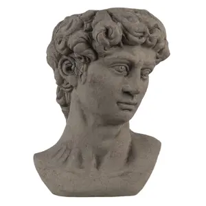 Šedý cementový květináč hlava ženy Bust grey M - 14*13*21 cm Clayre & Eef