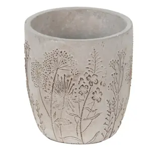 Produkt Šedý cementový obal na květináč s lučními květy Wildflowers - Ø13*14cm Clayre & Eef