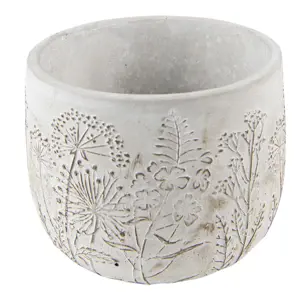 Šedý cementový obal na květináč s lučními květy Wildflowers S - Ø14*11 cm Clayre & Eef