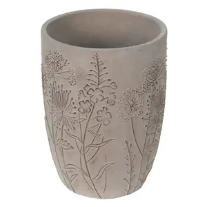 Produkt Šedý cementový obal na květináč/váza s lučními květy Wildflowers - Ø19*25cm Clayre & Eef