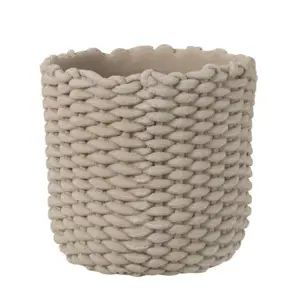 Šedý cementový obal na květináč ve tvaru košíku - Ø 29,5*28 cm J-Line by Jolipa