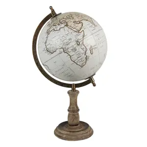 Produkt Šedý dekorativní glóbus na dřevěném podstavci Globe - 22*22*37 cm Clayre & Eef