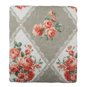 Produkt Šedý přehoz na dvoulůžko s květinovým motivem Flowery - 240*260 cm Clayre & Eef