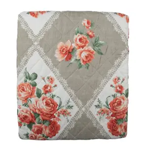 Produkt Šedý přehoz na jednolůžko s květinovým motivem Flowery - 140*220 cm Clayre & Eef