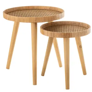 Set 2ks kulatých ratanových stolků s výpletem Rattan Boom  - Ø 51*54cm J-Line by Jolipa