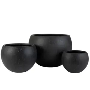 Produkt Set 3ks černých květináčů Clay - Ø 55*39 cm J-Line by Jolipa